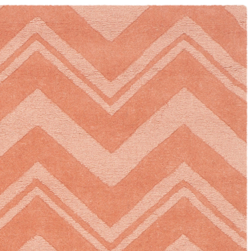 Tapis orange / ivoire en laine crocheté à la main Nsons, Rond 5 pi