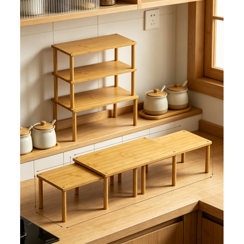 Ensemble de 3 tablettes de rangement en bambou
