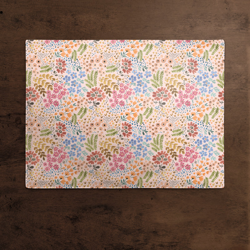 Eleasa Cotton Floral Rectangle Placemat, Pink
