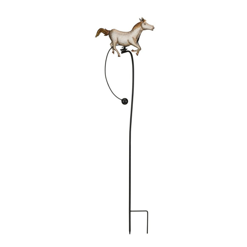 Galvanized Metal Horse Rocker Stake with Gold Accents