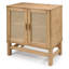 Buffet 2 portes en bois naturel avec portes en rotin tissé et tablette intérieure