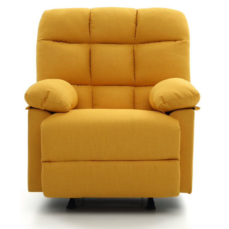 Fauteuil inclinable moderne avec accoudoirs rembourrés, Jaune