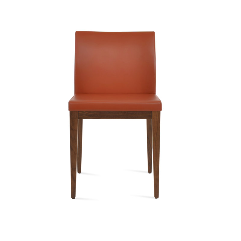 Aria Wood Dining Chair, Walnut, Brick PPM Faux Leather