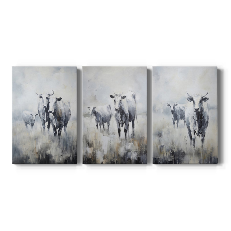 ANIMALS Series CCLX - Toile tendue avec châssis sur mesure - 3 pièces, H 27 po x l 54 po