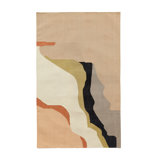 Rectangle Agate Abstract Flatweave Cotton Area Rug in Beige