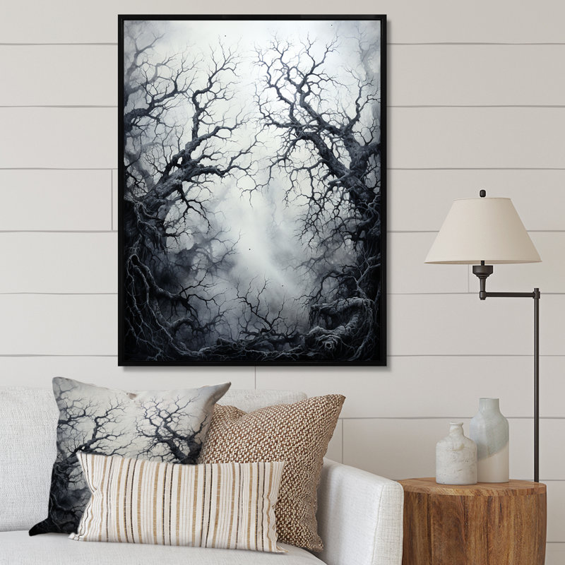 Paysage, art mural sur toile, Cadre flottant noir, H 20 po x l 12 po x P 1 po