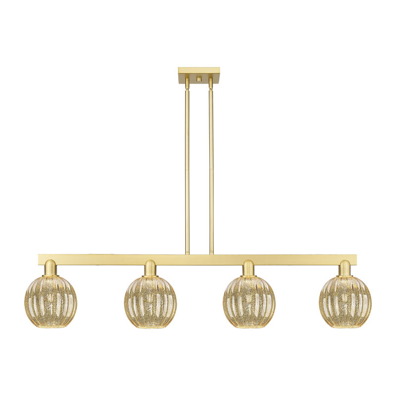 Luminaire suspendu pour îlot 4 lumières Hailsham, Mercure, Noir mat