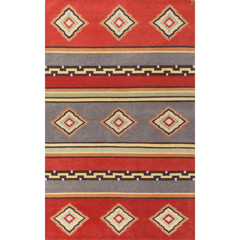 Mesa Wool Southwestern Area Rug in Red, Rectangle 6' x 9'