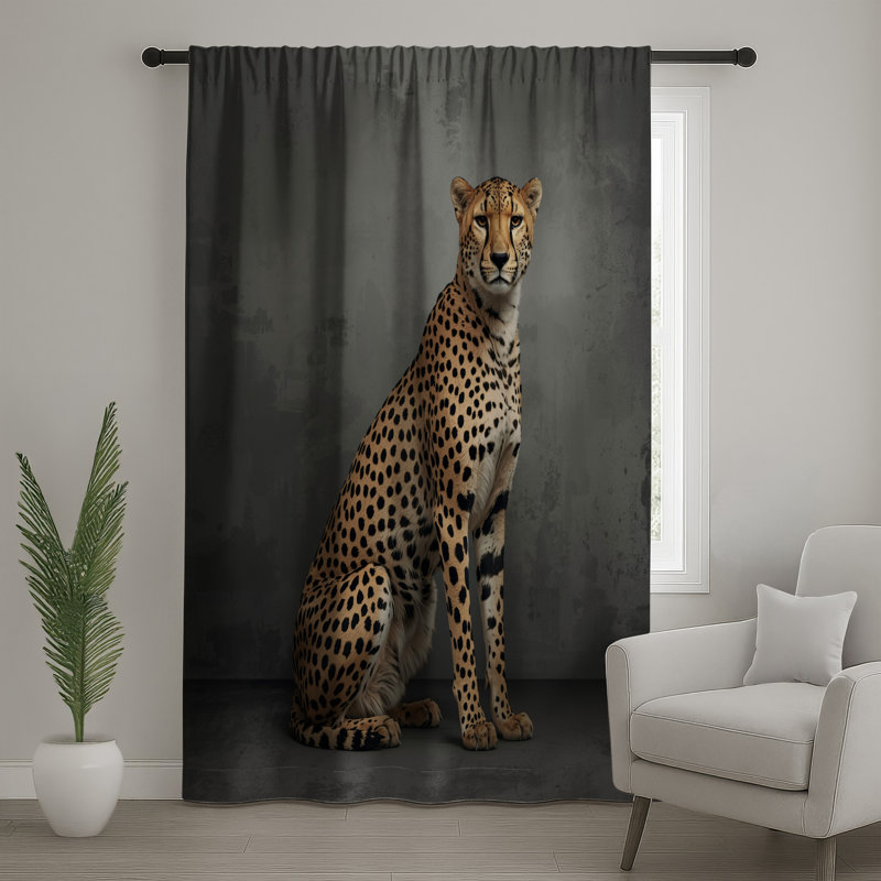 Rideau guépard assis, 1 panneau, 50" x 80" - 1 Panel, Blockout