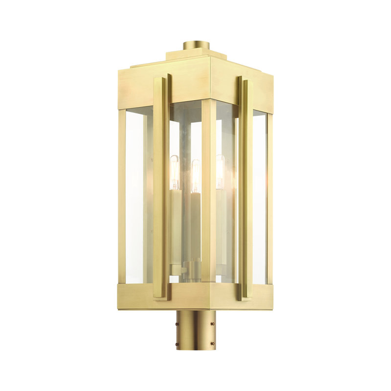 Tête de lanterne câblée à 1 lumière de 24,5 po Ikeisha, Laiton naturel