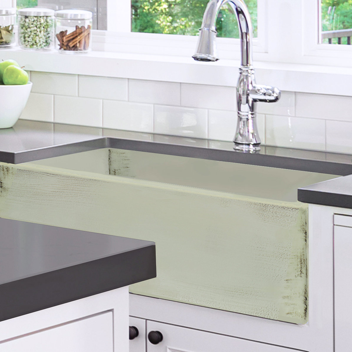 Vineyard 33" Apron Farmhouse Kitchen Sink, Shabby Green
