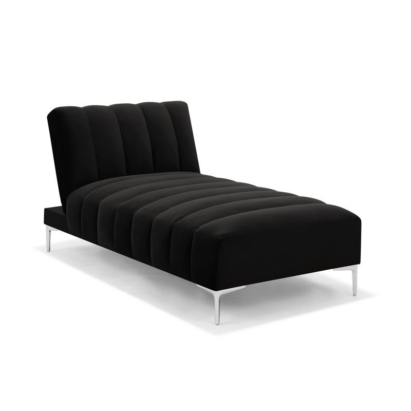 Camille Chaise Longue Daybed in Velvety Fabric, Black