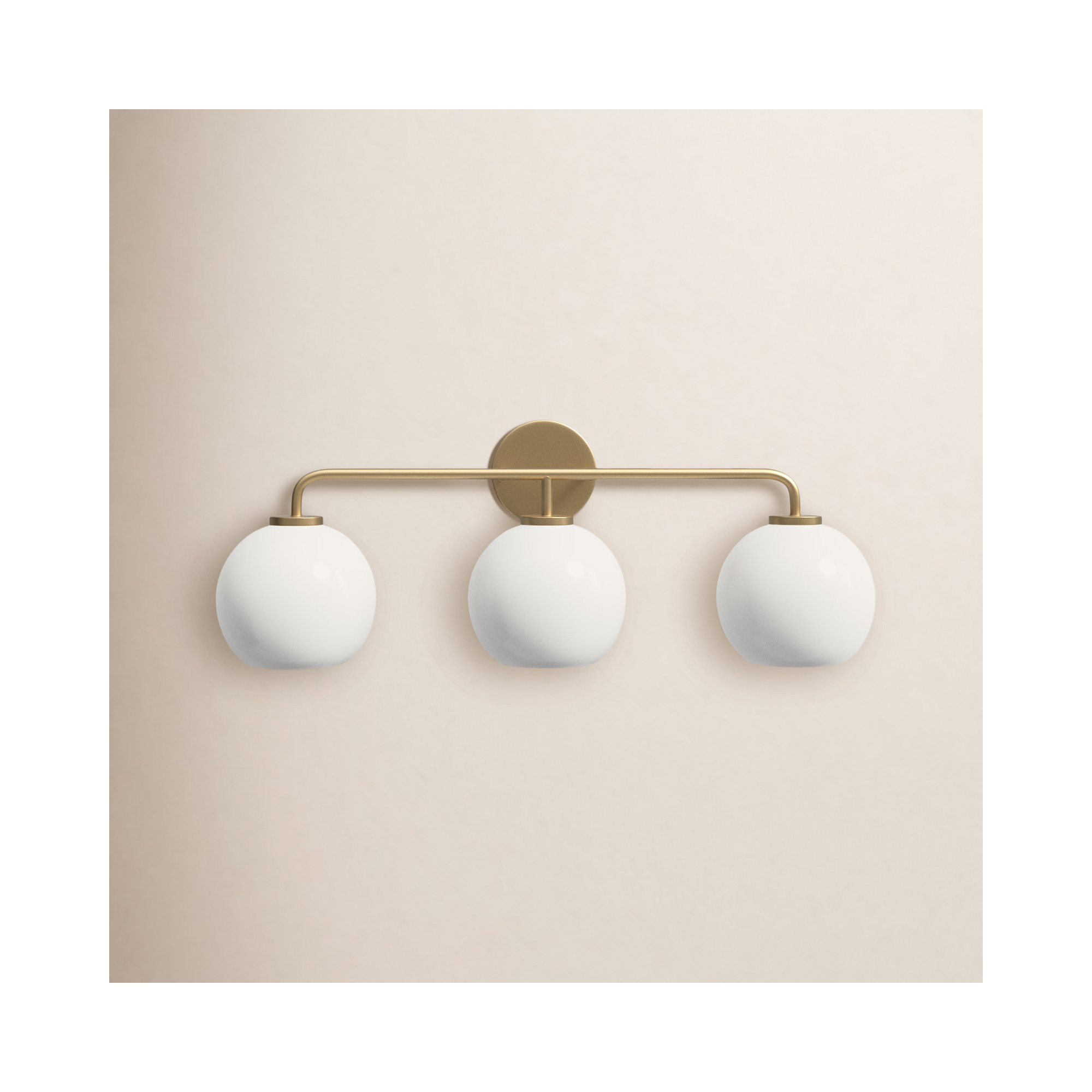 Childerley 3-Light Dimmable Vanity Light, White, Satin Brass