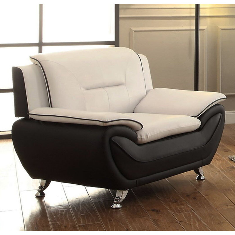 Fauteuil de 45 po de largeur Broumy, Similicuir beige