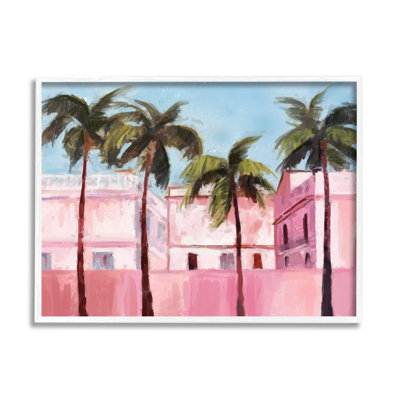 Tropical Pink Buildings Framed Giclee Art by Ziwei Li