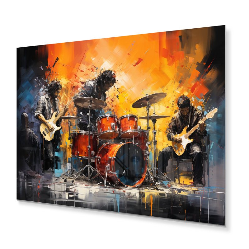 Rock Band in Action I - impression sans cadre sur métal, H 16 po x l 32 po x P 1 po