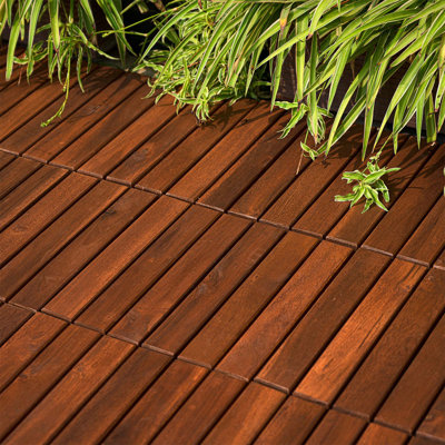 20 tuiles de terrasse emboîtables à motif rayé