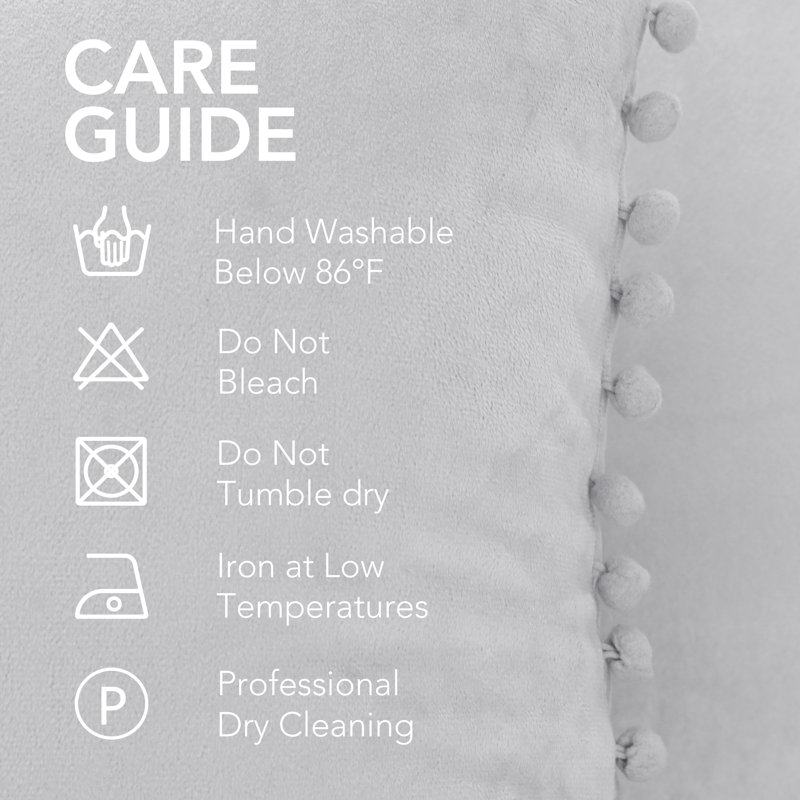 Light Gray Velvet Euro Pillowcase with Pom Poms