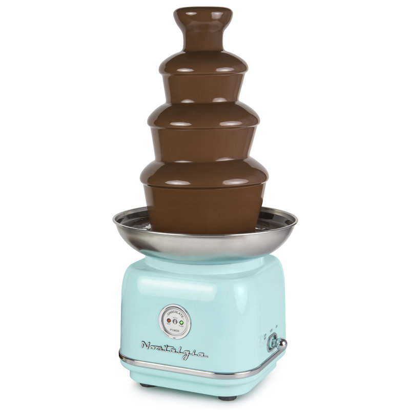 Fontaine de fondue chocolat à 4 étages nostalgie classic, capacité de 2 livres, montage facile à assembler, aqua Retro
