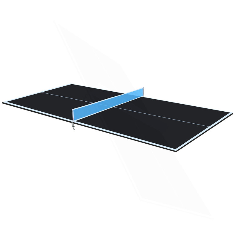 Plateau de table de tennis de table pliable et portatif de taille moyenne 8 pi noir pour jeux d'intérieur, Noir