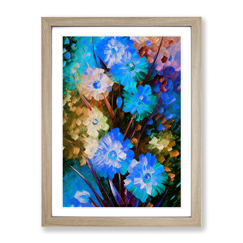 Bunch of Flowers No.1 - Wall Art, 36cm H x 27cm W x 2cm D, Oak Framed, White