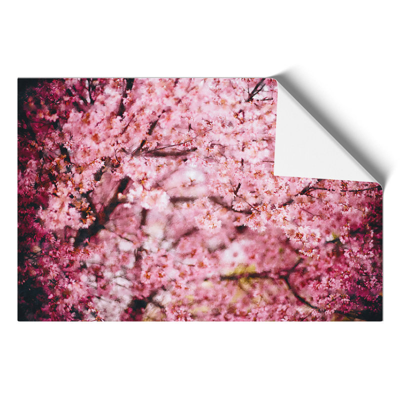 Pink Cherry Blossom Flowers Painting - Frameless Print, 21cm H x 30cm W x 0.1cm D