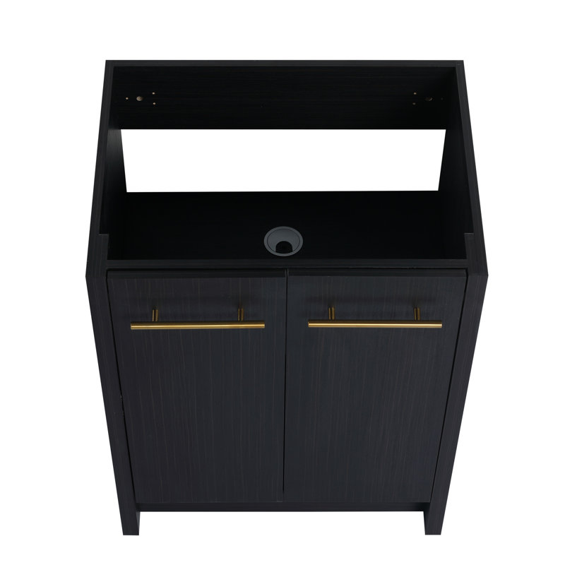 Meuble-lavabo autoportant 24 po en châtaignier noir - surface rayée de 24 po