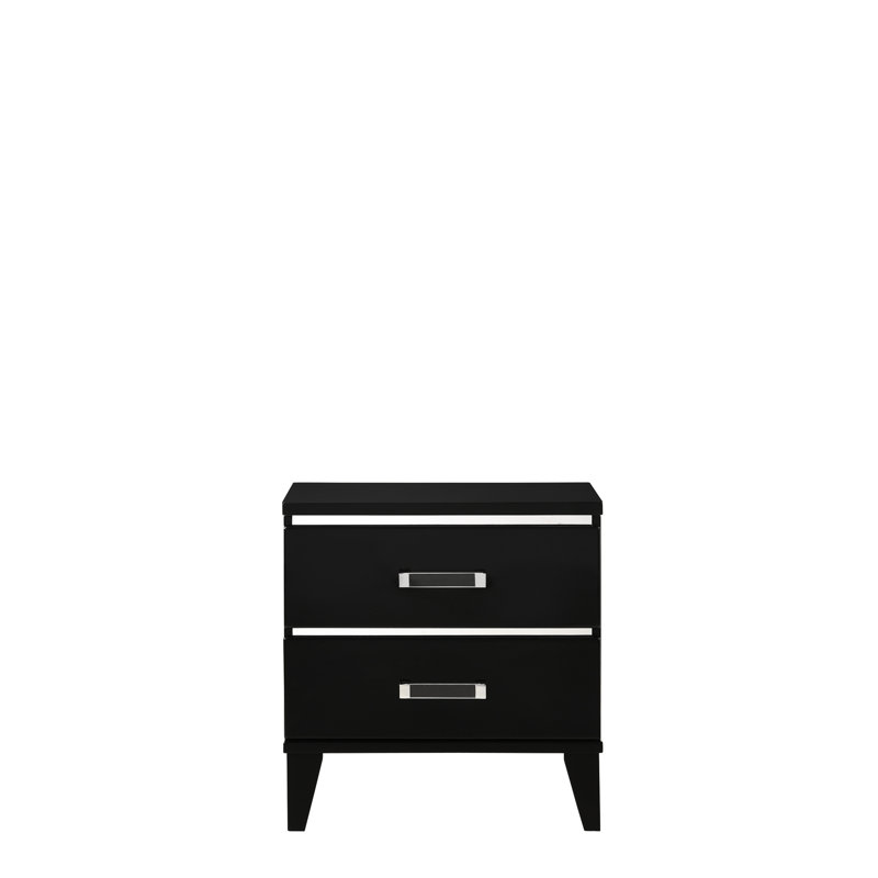 Table de chevet noire avec compartiments de tiroir spacieux - Organise l'accessoire de système de finition de chambre à coucher