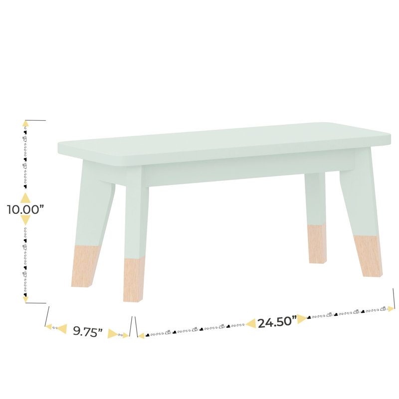 Kids 4-Piece Wood Seating Set With Table, 2 Chairs, And Bench Seat For 2, Green