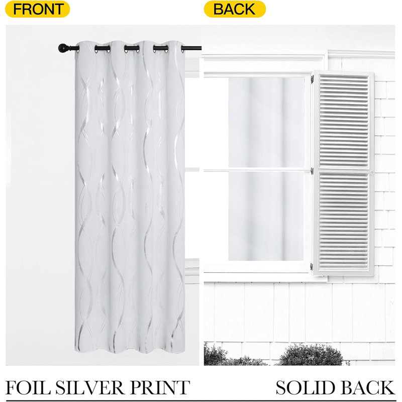 Rideaux occultant à rayures, traitement isolant isolant et isolant avec œillets ondulés et ondulés pour salon (ensemble de 2, 52 par 84 pouces, gris)