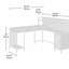 Bureau industriel en forme de L avec 2 tiroirs et tablettes, finition brune