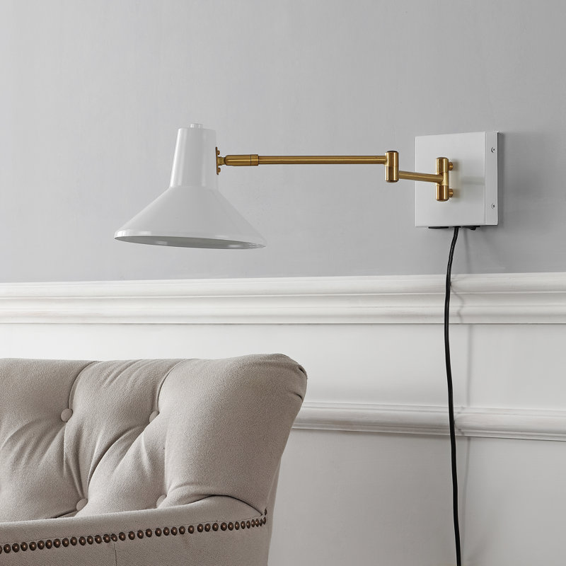 Jaco Plug-in Swing Arm Sconce, White