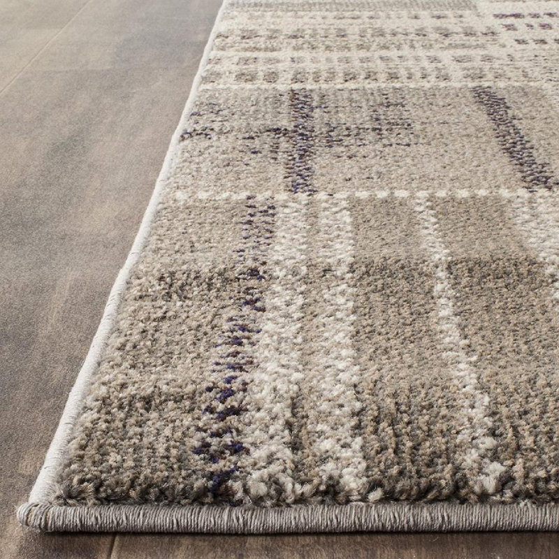 Tapis gris à motif géométrique Tucker, Rectangulaire 3 pi x 5 pi