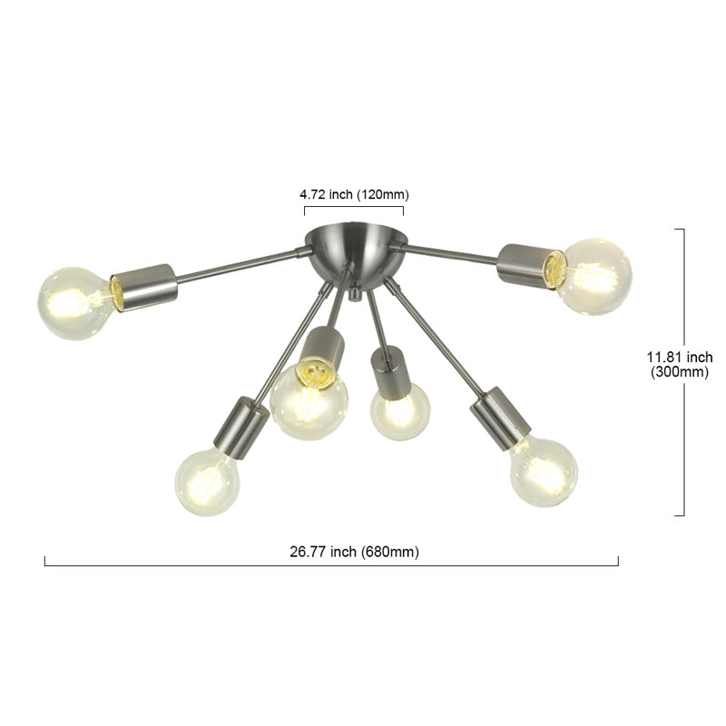 Rollins Semi Flush Mount, Brushed Nickel