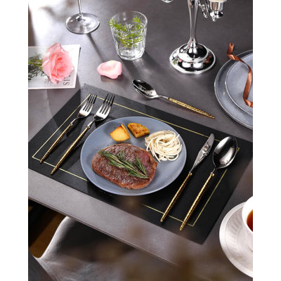 Ensemble de couverts 20 pièces en acier inoxydable pour 4 personnes, couverts forgés 18/10 robustes avec texture martelée, poli miroir, va au lave-vaisselle, comprend des cuillères et des fourchettes
