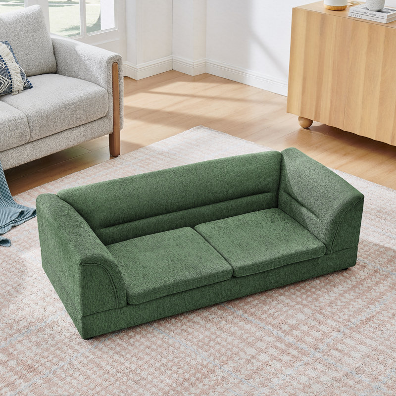 Canapé surdimensionné en lin pour animaux avec structure surélevée, Olive Green