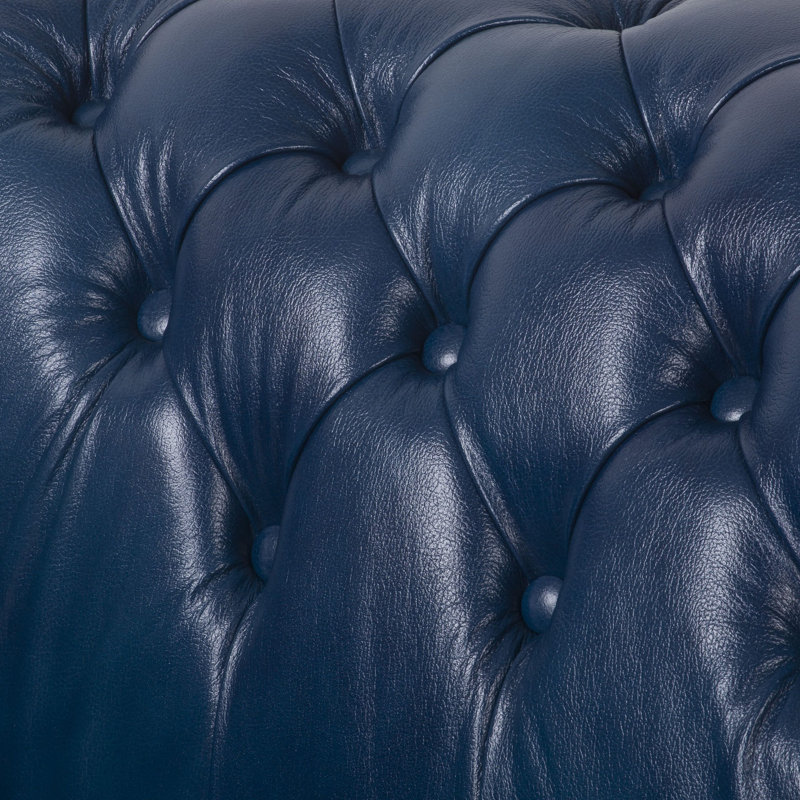 Tayjah Genuine Leather Sofa, Blue, 4