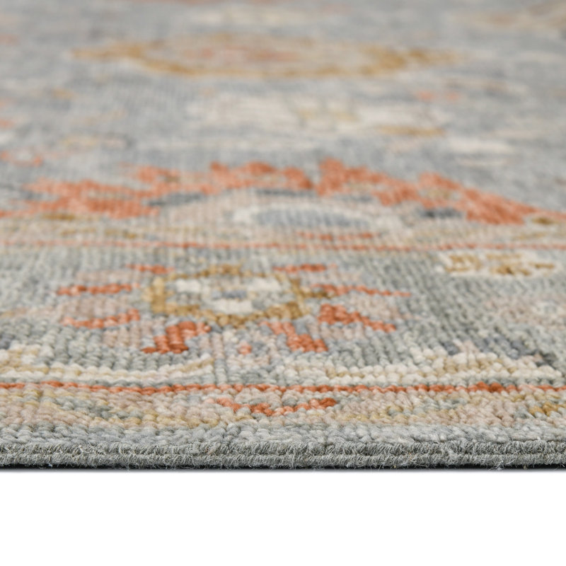 Tapis oriental gris en laine noué à la main Bungalow Rose, Rectangle de 10 pi x 14 pi