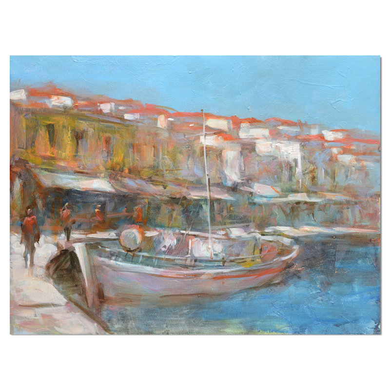 « pêche bateau », impression, H 20 po x l 20 po x P 1 po, Toile tendue