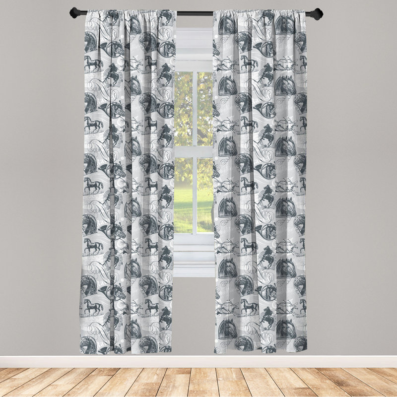 Different Kind of Nostalgic Gentle Horses Semi-Sheer Rod Pocket Curtain Panels, 28" x 95"