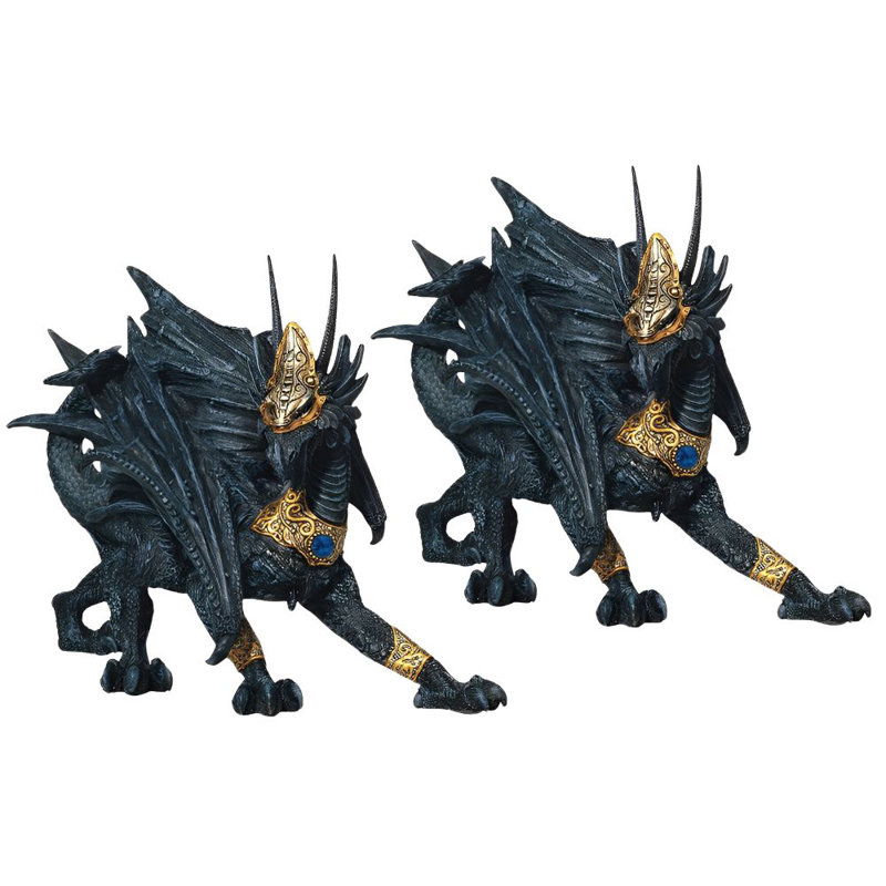 "Ensemble de 2 pièces" ICE ARMOUR H 7,5 "dragon noir avec masque doré et armure