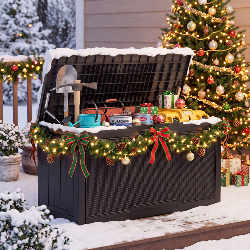 Boîte de rangement pour terrasse 80 gallons, Gris