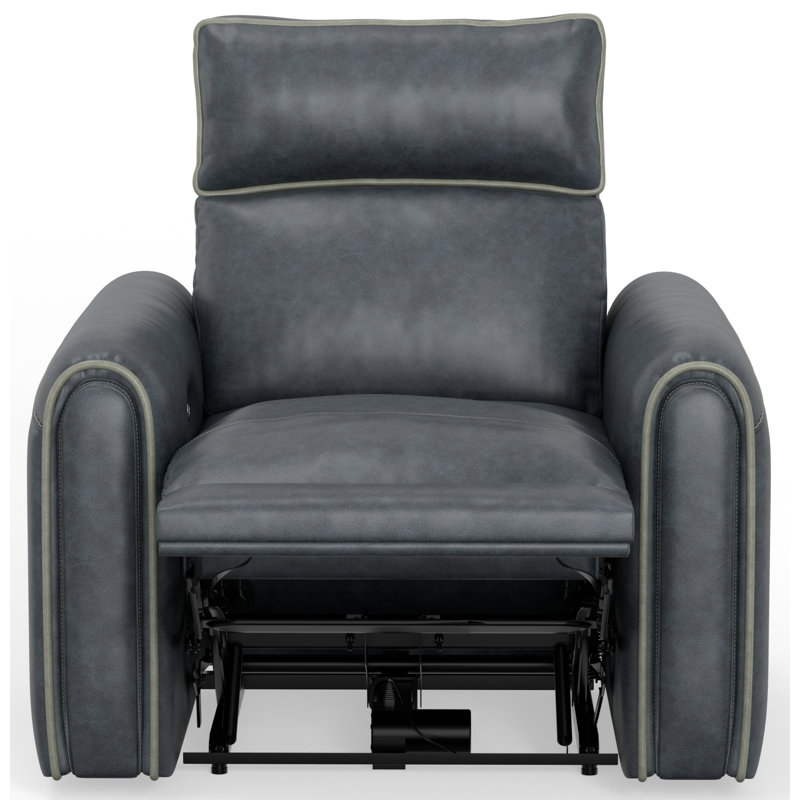 Ayoka 40" Wide Power Recliner with Power Adjustable Headrest, Blue Polyester