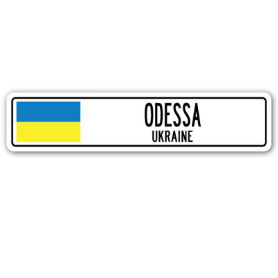 Panneau de signalisation en aluminium à Odessa, drapeau de l'Ukraine