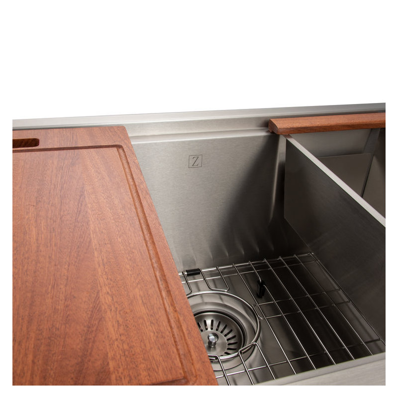 ZLINE 33 in. Garmisch Undermount Single Bowl Stainless Steel Kitchen Sink with Bottom Grid and Accessories (SLS-33)