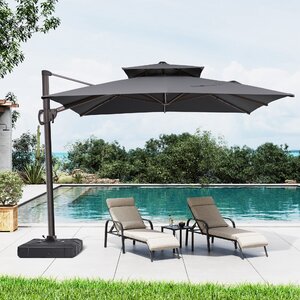 11*9 Ft Patio Rectangular Cantilever Umbrella - weighted base is not included