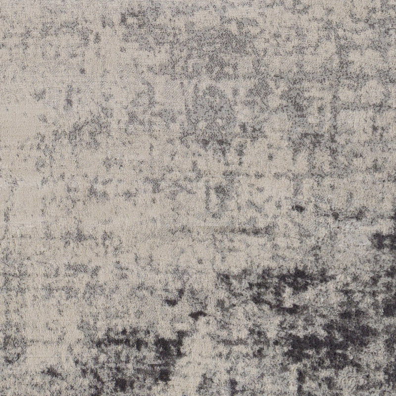 Tapis abstrait gris anthracite / gris clair / blanc Haili, Rectangulaire 8 pi 11 po x 12 pi 3 po