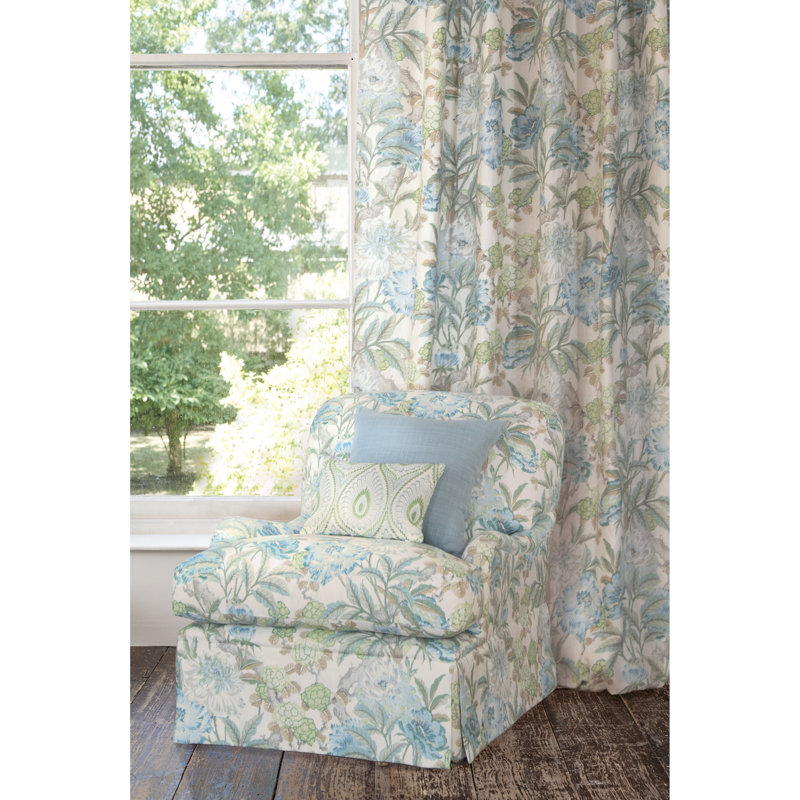 Ashmore Summer Peony 100% Linen Fabric, Blue