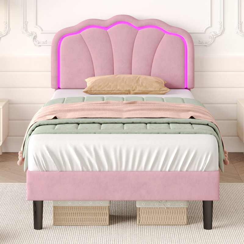 Solid Wood Bed, Pink