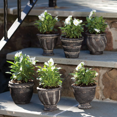 Mini pots en argile faits à la main Valley en terre noire, ensemble de 6